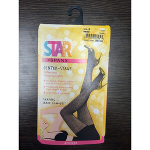 Spanx Center Stage Patterned Shapewear Tights Size C Black Smoothing NWT